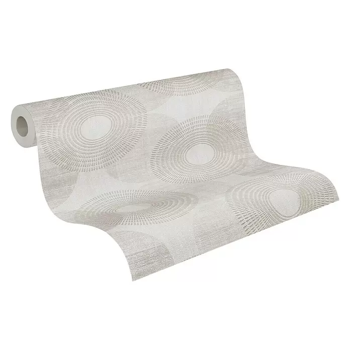 AS Creation Papel pintado de vellón Círculos - Beige, Motivo decorativo, 10,05 x 0,53 m - Vista angular