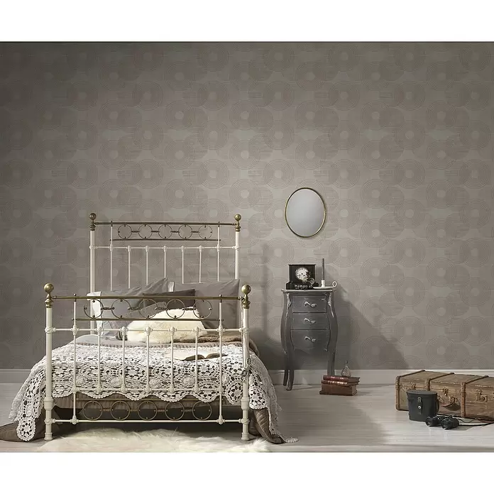 AS Creation Papel pintado de vellón Círculos - Beige, Motivo decorativo, 10,05 x 0,53 m - Foto ambiente