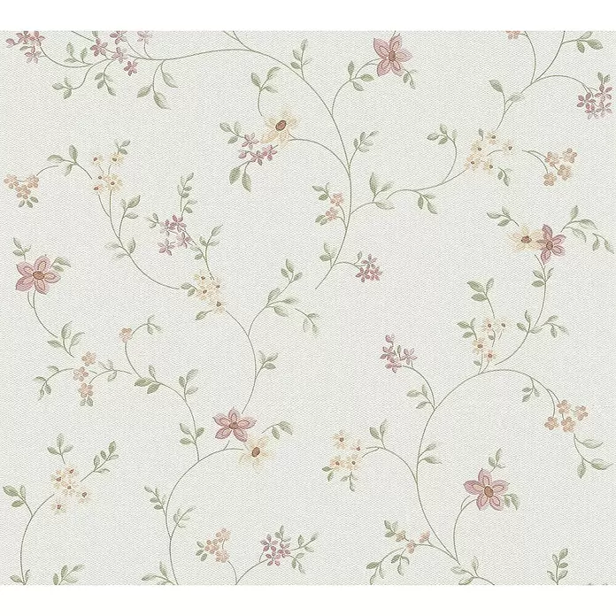 AS Creation Papel pintado de vellón Florecitas Lilas - Lila/Blanco, Floral, 10,05 x 0,53 m - Primer plano