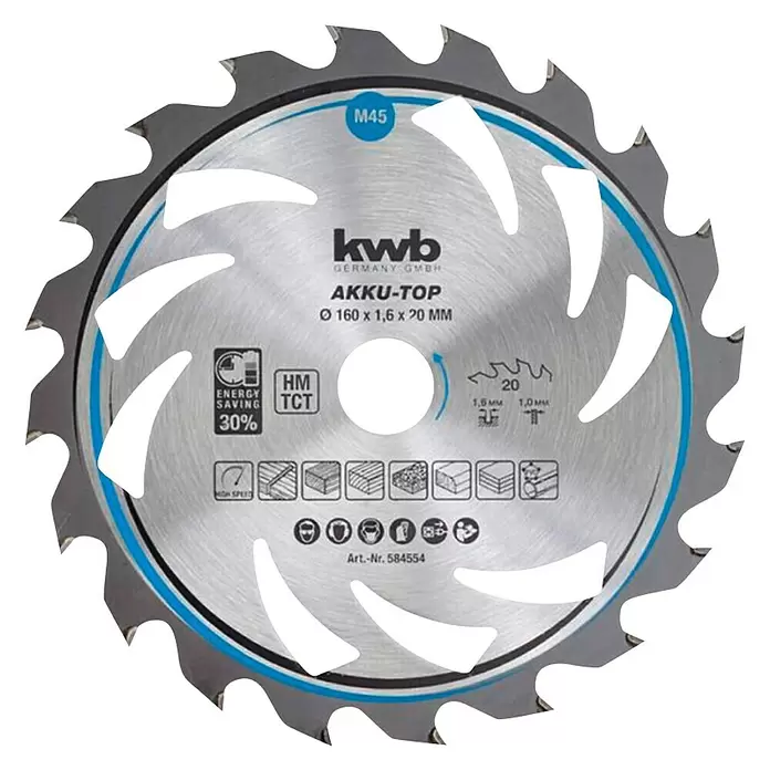 KWB List za kružnu pilu HM - 150 mm, Provrt: 16 mm, 20 zubaca - Pogled sprijeda