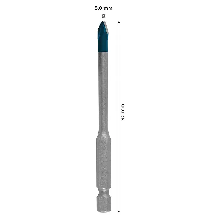 Bosch Professional Expert Taladro de baldosas HEX-9 HardCeramic - Diámetro: 5 mm, 1 ud. - Dibujo técnico