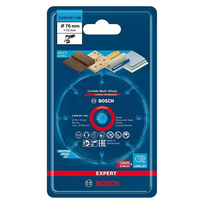 Bosch Professional Expert Disco de corte de carburo Carbide Multi Wheel - Diámetro: 76 mm - Vista frontal