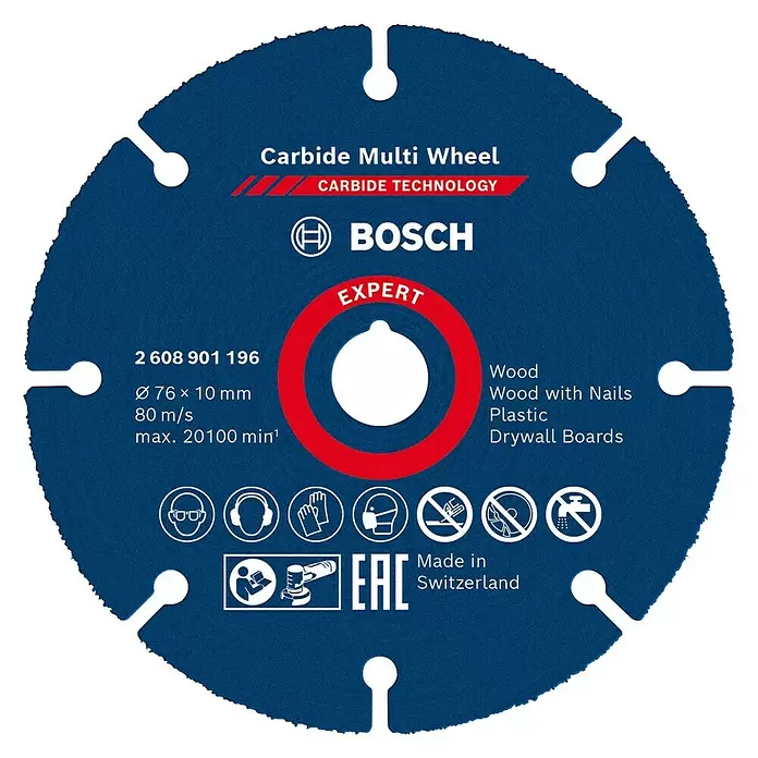 Bosch Professional Expert Disco de corte de carburo Carbide Multi Wheel - Diámetro: 76 mm - Vista frontal