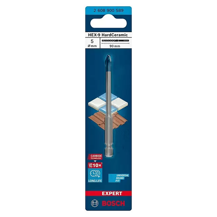 Bosch Professional Expert Fliesenbohrer HEX-9 HardCeramic - Durchmesser: 5 mm, 1 Stk. - Vorderansicht