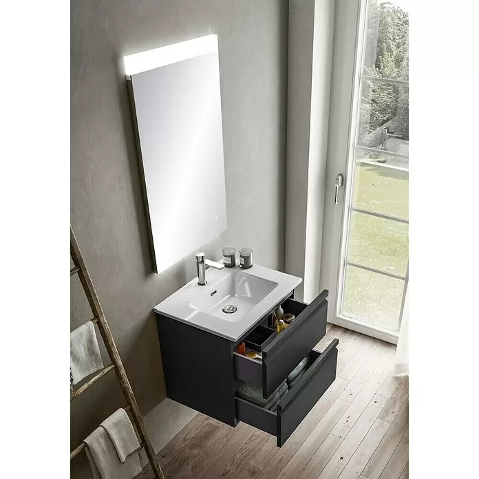 Riva Pull Waschtischunterschrank - 60 x 54,4 x 59,5 cm, Anthrazit, Matt - Stimmungsaufnahme