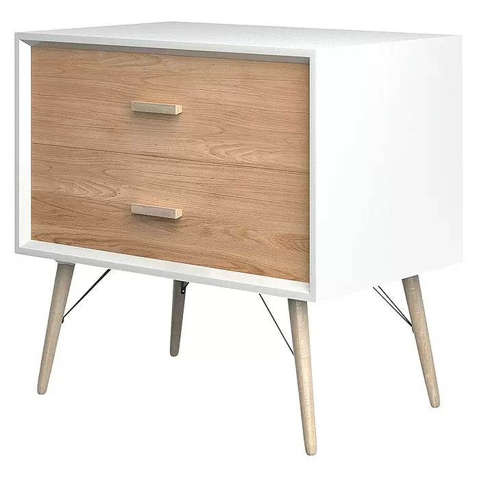 Mueble de lavabo Fjord - L x An x Al: 50 x 80 x 75 cm, Blanco, Marrón - Vista angular