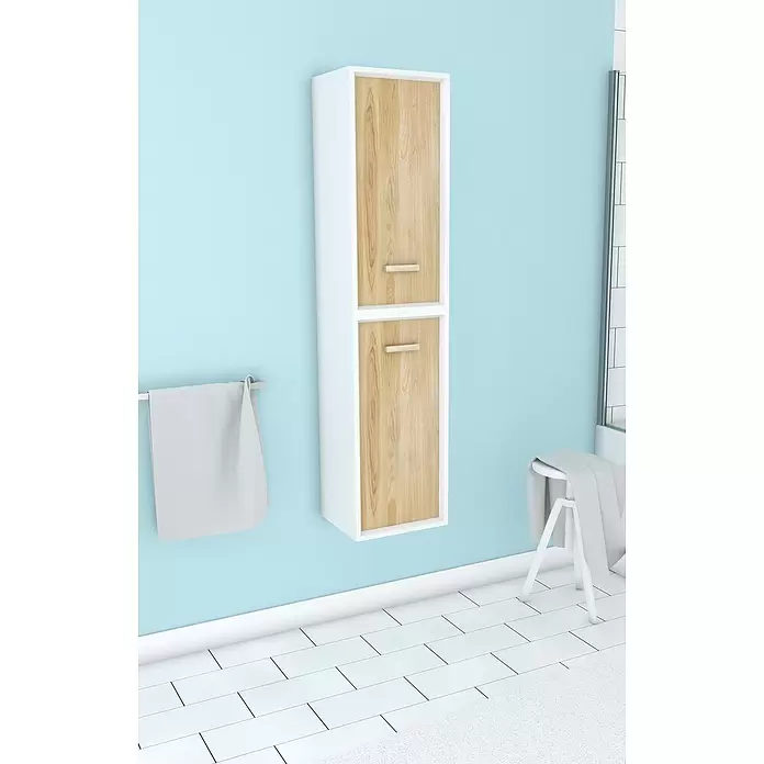 Armario colgante Fjord - L x An x Al: 25 x 35 x 150 cm, Blanco, Marrón - Foto ambiente