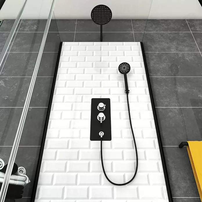 Cabina de ducha Metro - 80 x 80 x 230 cm, Blanco/Negro - Primer plano