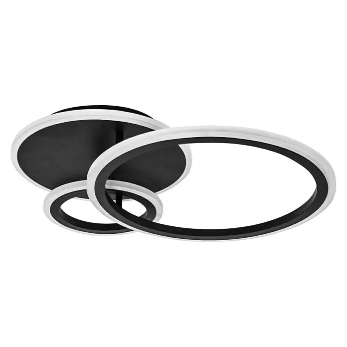 Lavida Ring LED-Deckenleuchte - 40 W, L x B x H: 53 x 47,5 x 9 cm, Schwarz, Warmweiß - Ansicht von unten