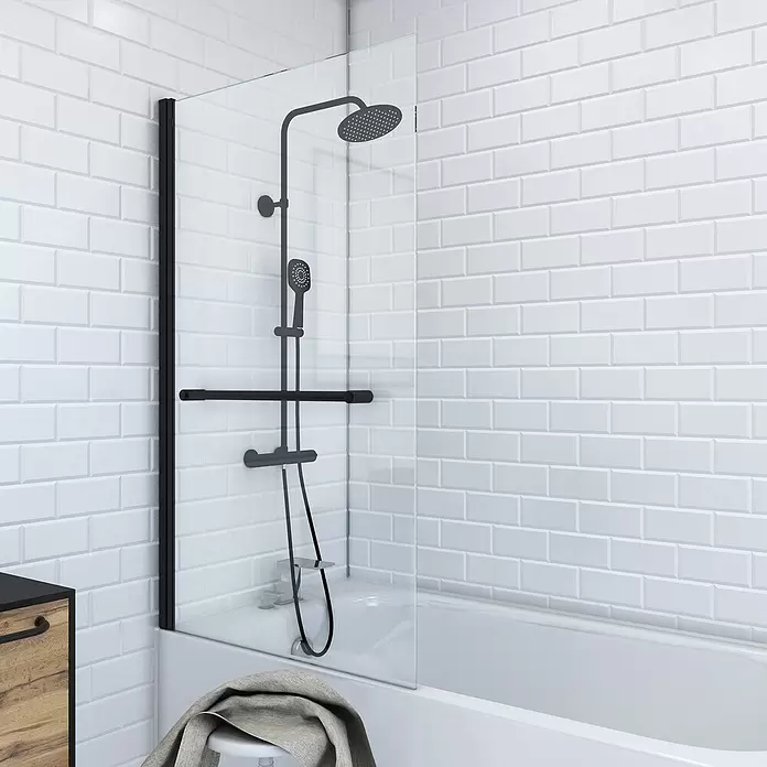 Mampara para bañera Prime - 1 pieza, 85 x 150 cm, Negro - Foto ambiente