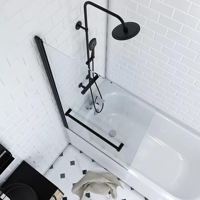Mampara para bañera Prime - 1 pieza, 85 x 150 cm, Negro - Foto ambiente