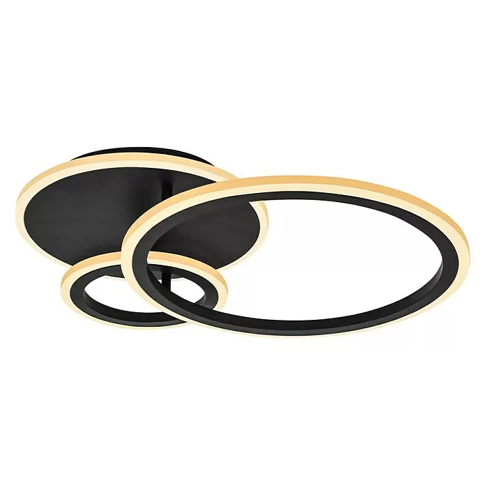 Lavida Ring LED-Deckenleuchte - 40 W, L x B x H: 53 x 47,5 x 9 cm, Schwarz, Warmweiß - Ansicht von unten