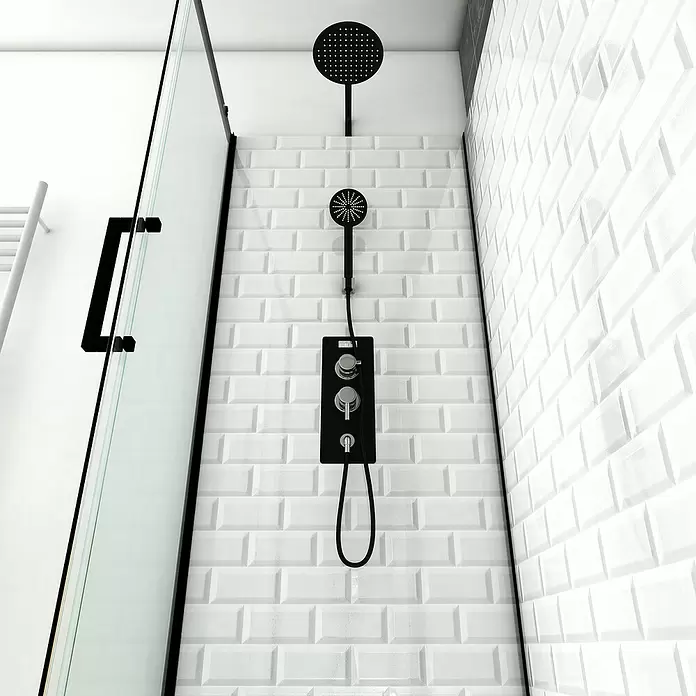 Cabina de ducha Metro - 80 x 110 x 230 cm, Blanco/Negro - Primer plano