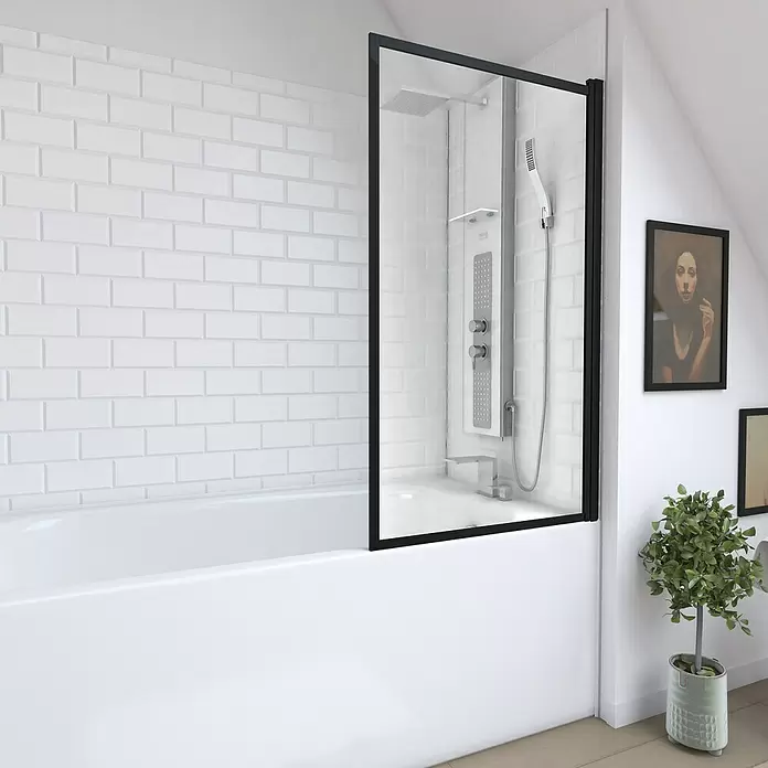 Mampara para bañera Black Edge - 1 pieza, 75 x 130 cm, Negro - Foto ambiente