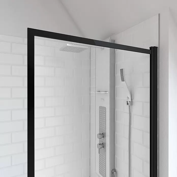 Mampara para bañera Black Edge - 1 pieza, 75 x 130 cm, Negro - Primer plano
