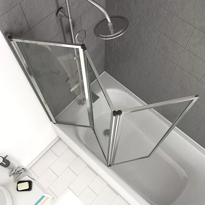 Mampara para bañera Triple - 3 piezas, 143 x 125 cm, Cromo - Foto ambiente