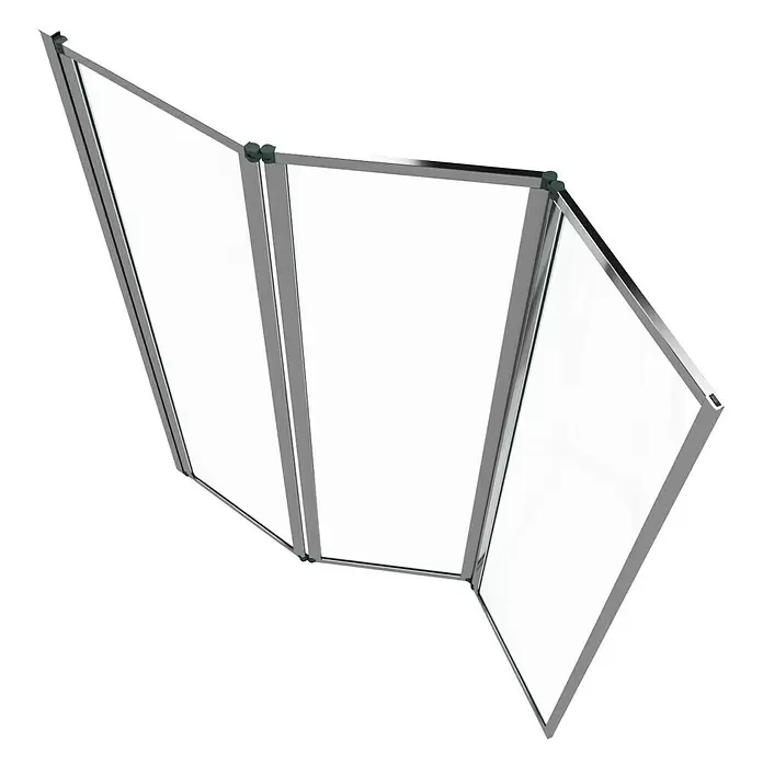 Mampara para bañera Triple - 3 piezas, 143 x 125 cm, Cromo - Vista angular