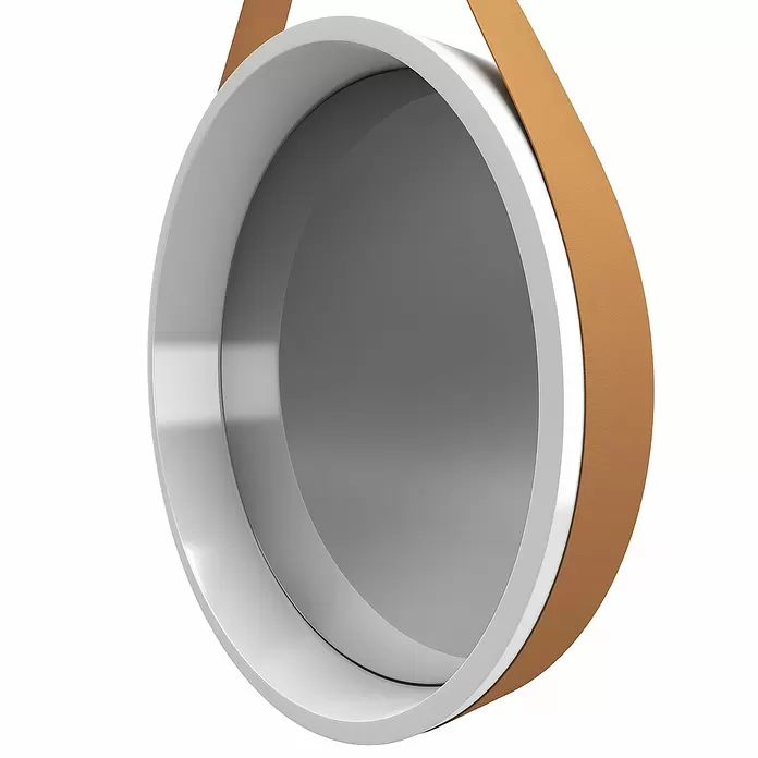 Espejo redondo Fjord - Diámetro: 50 cm, Blanco - Primer plano