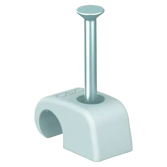 OBO Nagelschelle - 7 - 12 mm, Länge Nagel: 25 mm, 25 Stk., Weiß - Diagonale Ansicht