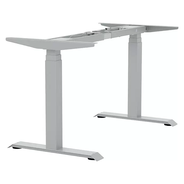 Tischgestell E-MORE - Breitenverstellbar: 1.100 mm - 1.800 mm, Höhenverstellung: 600 mm - 1.250 mm, Aluminium - Diagonale Ansicht