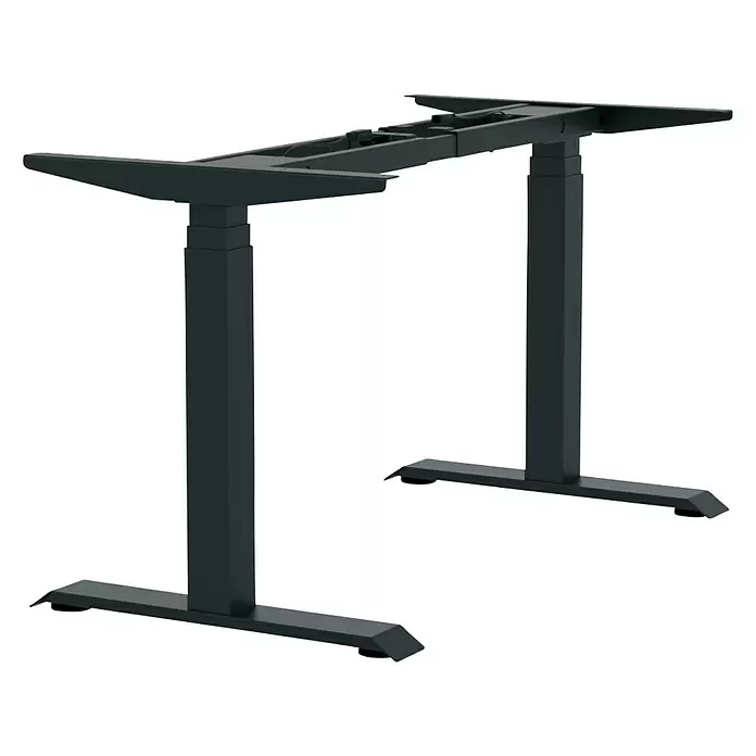 Tischgestell E-MORE - Breitenverstellbar: 1.100 mm - 1.800 mm, Höhenverstellung: 600 mm - 1.250 mm, Schwarz - Diagonale Ansicht