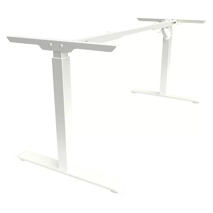 Tischgestell E-MORE - Breitenverstellbar: 1.000 mm - 1.500 mm, Höhenverstellung: 695 mm - 1.175 mm, Weiß - Diagonale Ansicht