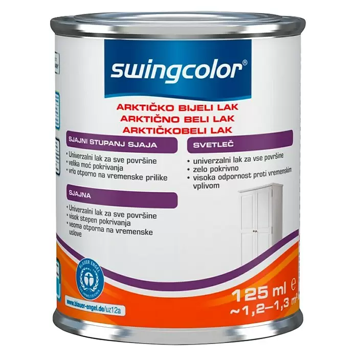 swingcolor Bijeli lak - Artički bijela boja, 125 ml, Sjaj - Pogled sprijeda