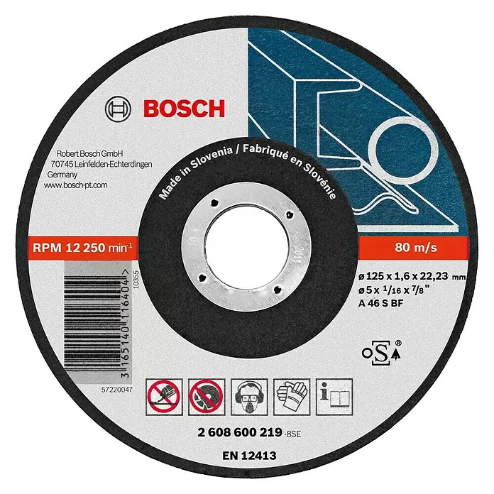 Bosch Professional Haakse slijper GWS 900 - 900 W, Schijfdiameter: 125 mm, Onbelast toerental: 11.000 tpm - Vooraanzicht