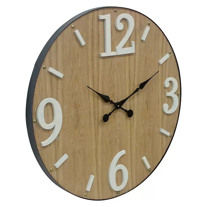 Wanduhr rund - Braun, Durchmesser: 90 cm - Diagonale Ansicht