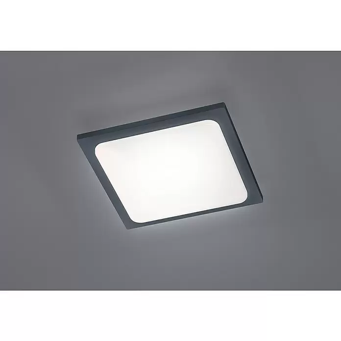 Trio Lighting Plafón LED Trave - 18 W, L x An x Al: 4 x 25 x 25 cm, Antracita, Blanco cálido - Foto ambiente