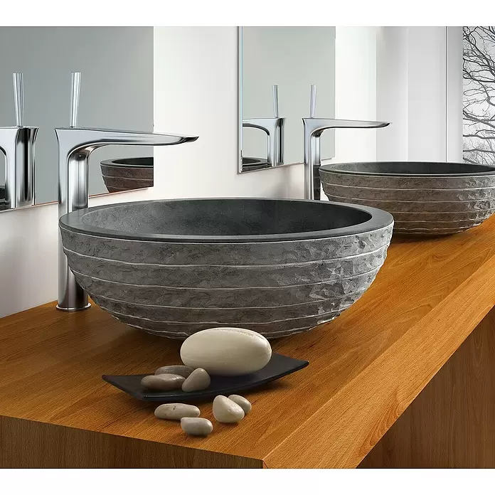 Bathco Lavabo de sobremesa Puket - Diámetro: 45 cm, Negro - Foto ambiente