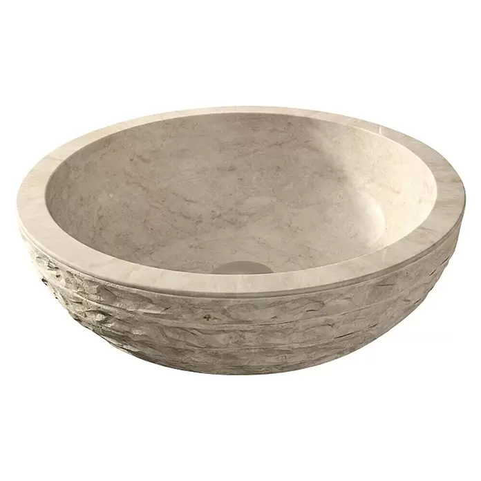 Bathco Lavabo de sobremesa Puket - Diámetro: 45 cm, Beige - Vista angular