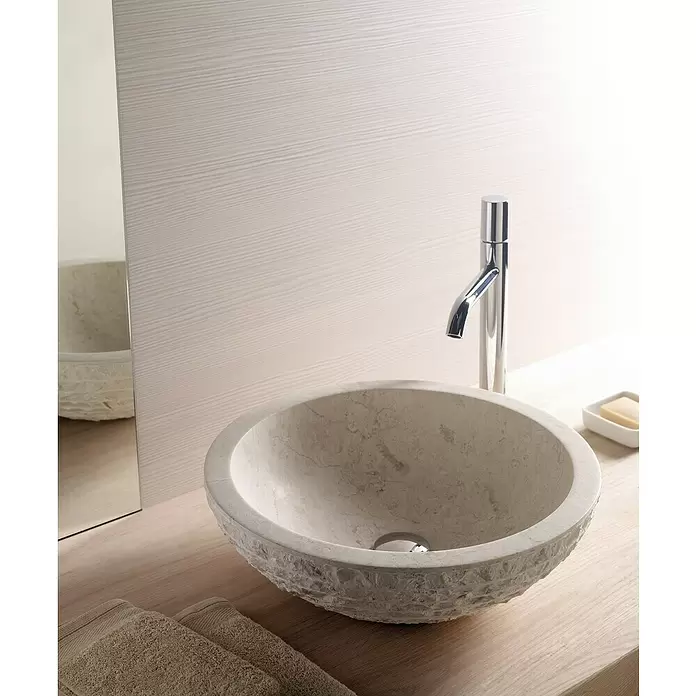 Bathco Lavabo de sobremesa Puket - Diámetro: 45 cm, Beige - Foto ambiente
