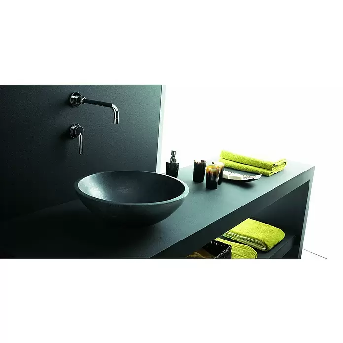 Bathco Lavabo de sobremesa Catania - Diámetro: 40,5 cm, Negro - Foto ambiente