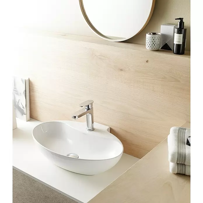 Bathco Lavabo de sobremesa New Málaga - An x L: 40,8 x 59,8 cm, Orificios para grifo: Medio, Sin desbordamiento, Blanco - Foto ambiente