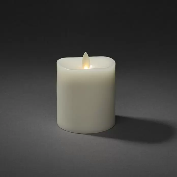 Konstsmide Weihnachtsbeleuchtung LED Kerze Creme 3D Flamme - Creme, B x H: 7,6 x 11,4 cm - Vorderansicht