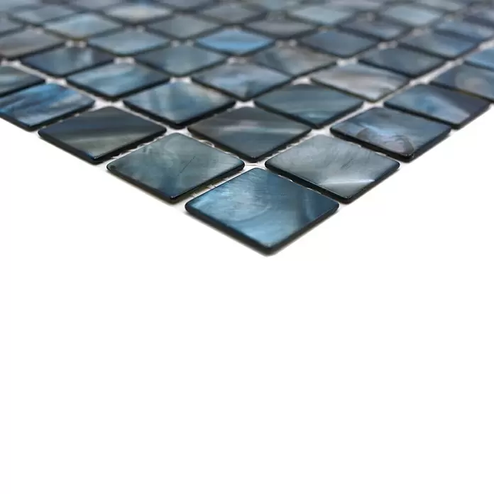 Mozaïektegel vierkant Mix SM 2582 - 30 x 30 cm, Blauw/grijs, Glanzend - Close-up