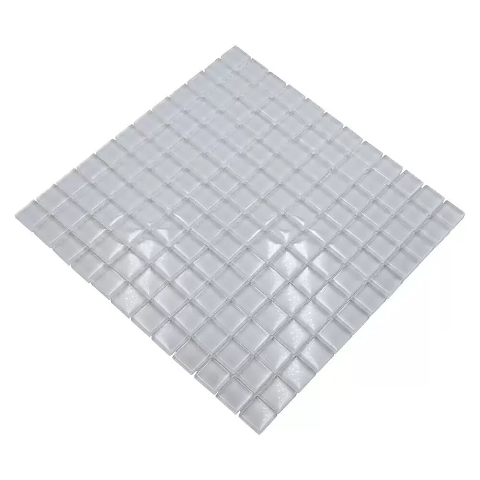Mozaïektegel vierkant glas XCM 8SE03 - 30 x 30 cm, Wit, Glanzend - Diagonaal zicht