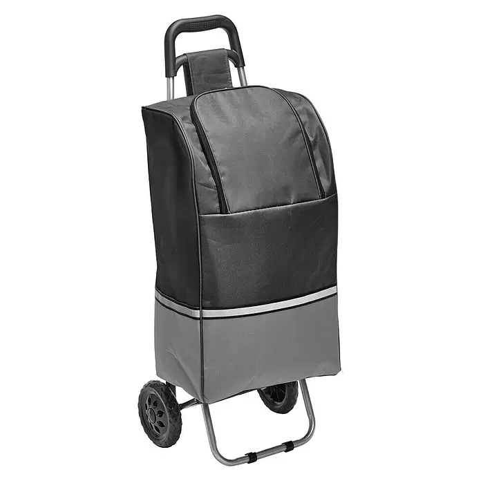 Einkaufstrolley Thermo - L x B x H: 36 x 28 x 95 cm, Grau, Schwarz, Traglast: 20 kg - Diagonale Ansicht