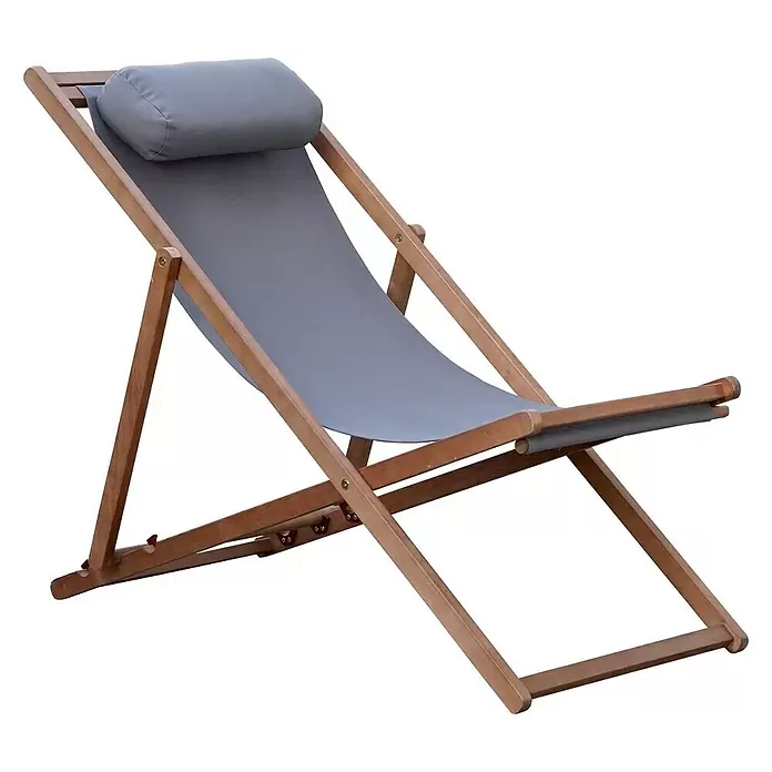 Garten-Liegestuhl Gabi - L x B x H: 111 x 77 x 137 cm, Blaugrau, Klappbar - Diagonale Ansicht