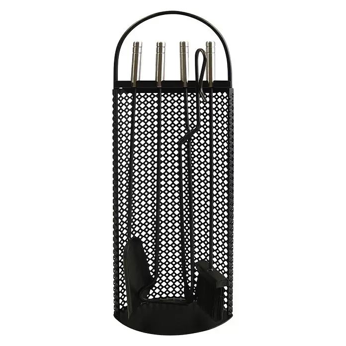 Imex El Zorro Juego de utensilios para chimenea - 4 piezas, Negro, Altura: 68 cm - Vista frontal