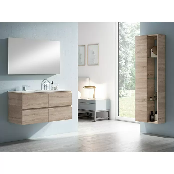 Conjunto de mueble de baño Quadro - 80 cm, 3 piezas, Roble claro - Foto ambiente