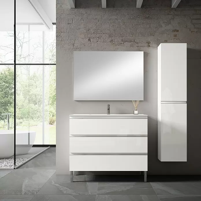 Conjunto de mueble de baño Celia - 80 cm, 3 piezas, Blanco - Foto ambiente