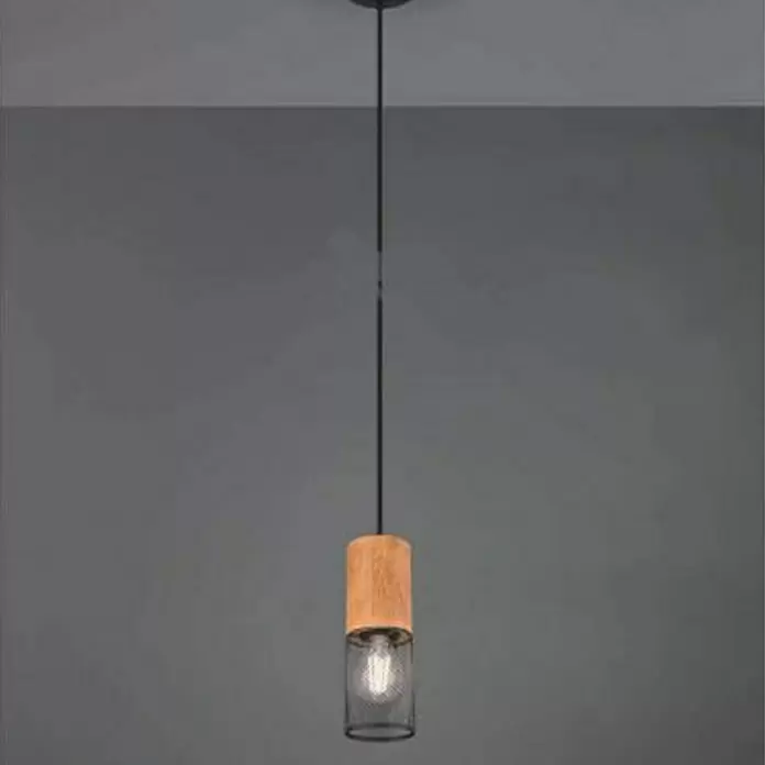 Trio Lighting Tosh Lámpara colgante redonda Tosh - 40 W, Ø x Al: 10 x 150 cm, Negro, E27 - Primer plano