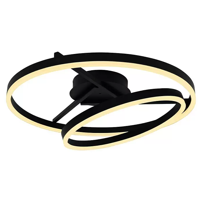 Tween Light LED-Deckenleuchte rund Two Rings - 40 W, Ø x H: 600 mm x 23 cm, Schwarz - Diagonale Ansicht