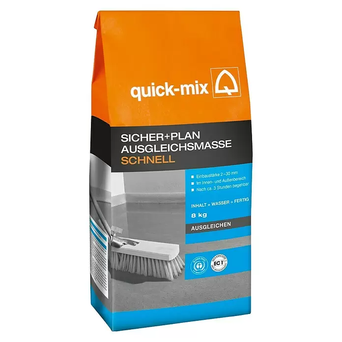 Quick-Mix Ausgleichsmasse Schnell - 8 kg, Schichtdicke: 2 - 30 mm - Diagonale Ansicht