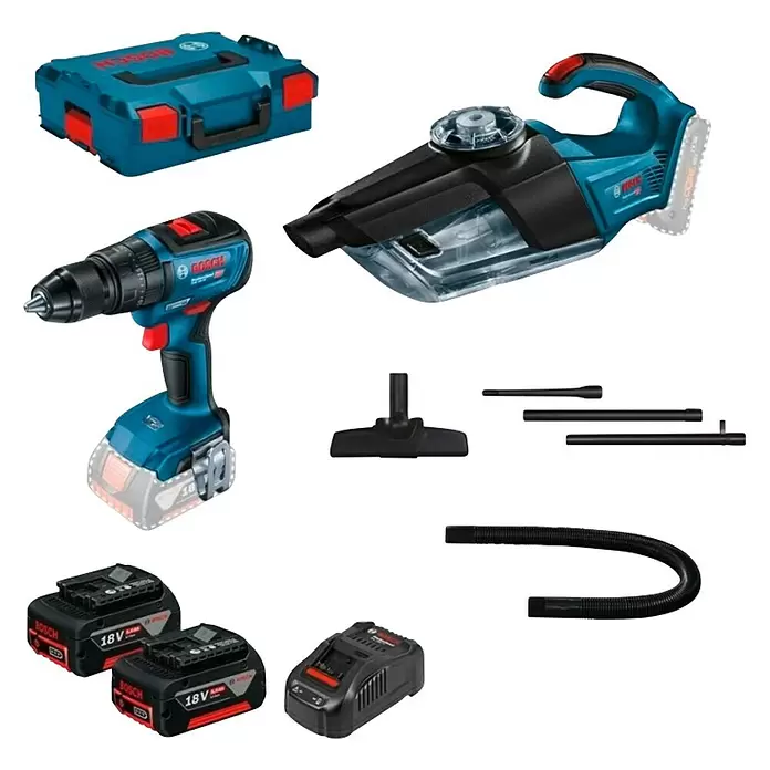 Bosch Professional Set strojeva GSB 18V-50 + GAS 18V-1 - 18 V, 2 baterije, 5 Ah - Dijagonalni pogled