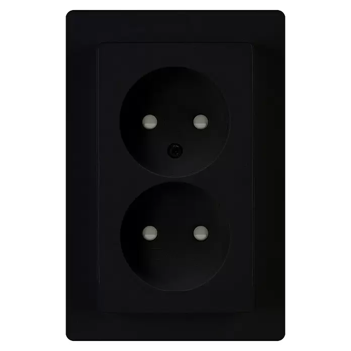 Kopp Paris Stopcontact 2-voudig - Zwart, 2 voudig, Kunststof, Inbouw - Vooraanzicht