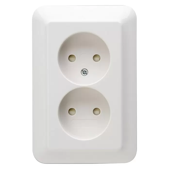 Kopp Rivo Stopcontact 2-voudig - Wit, 2 voudig, Kunststof, IP20 - Vooraanzicht