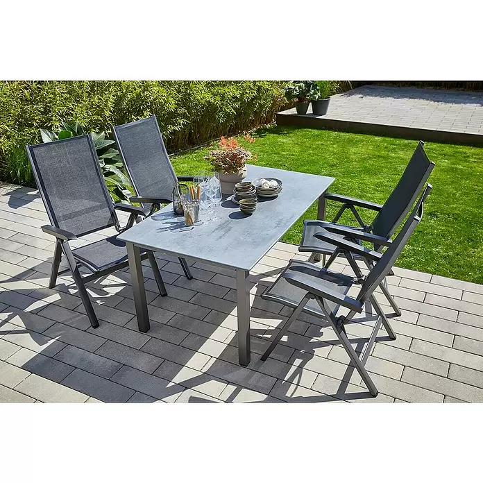 MFG Gartensessel Rügen - B x T x H: 75 x 62 x 115 cm, Textilene, Schwarz, Klappbar - Stimmungsaufnahme